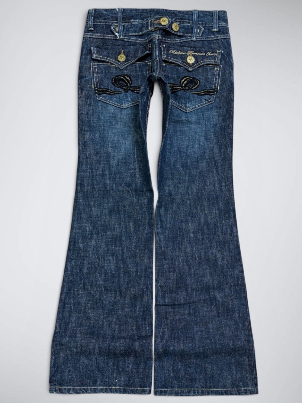 RARE VTG Riobera Japanese Denim Ultra Low Rise Flare Jeans